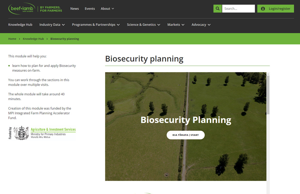 Good Farm Planning Hubtaranaki Biosecurity Elearning Module Resource
