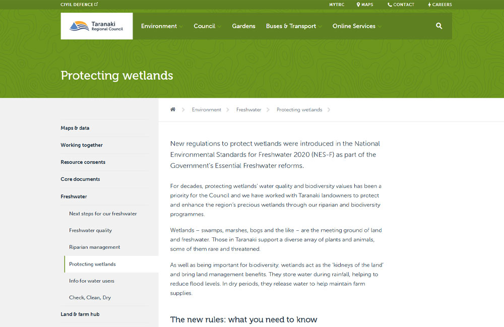 Taranaki Regional Council Protecting Wetland Recourse Taranaki Farmers Good Farm Planning Hub